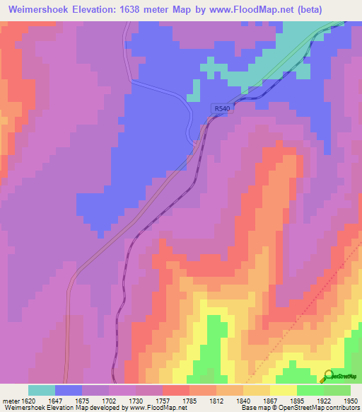 Weimershoek,South Africa Elevation Map