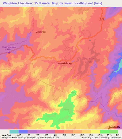 Weighton,South Africa Elevation Map