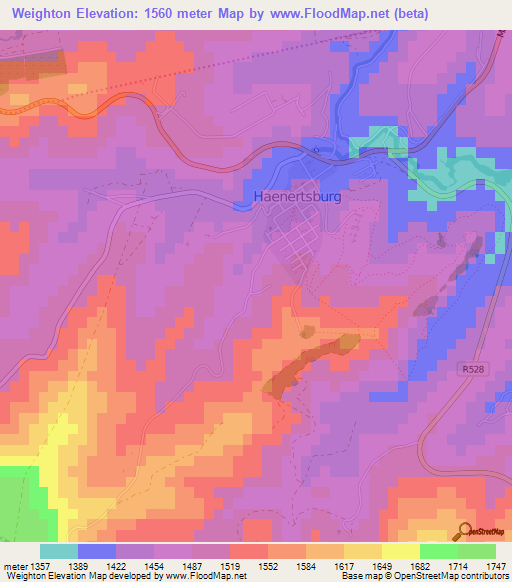 Weighton,South Africa Elevation Map