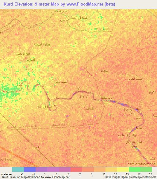 Kurd,Iraq Elevation Map