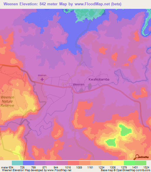 Weenen,South Africa Elevation Map