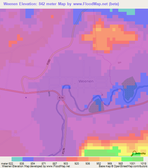 Weenen,South Africa Elevation Map