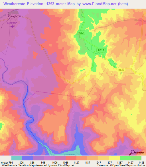 Weathercote,South Africa Elevation Map