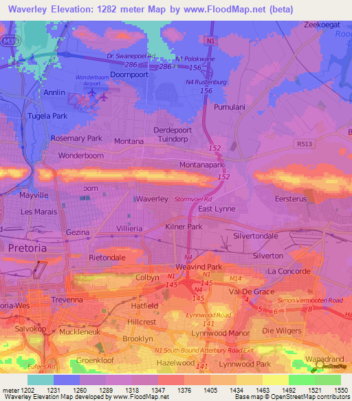 Waverley,South Africa Elevation Map