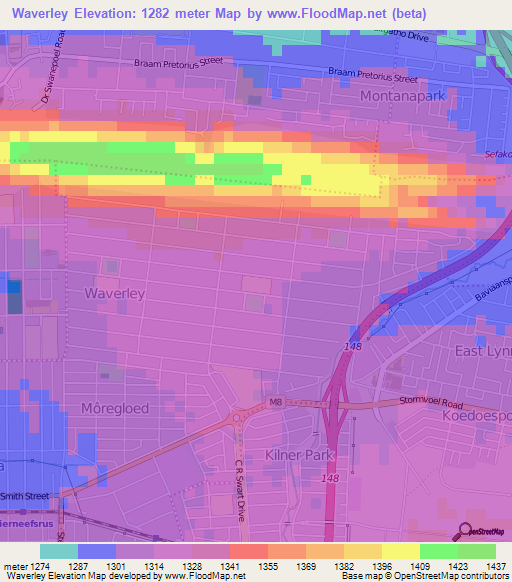 Waverley,South Africa Elevation Map