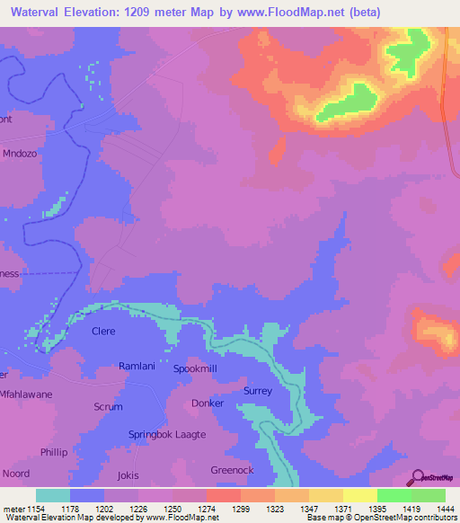 Waterval,South Africa Elevation Map