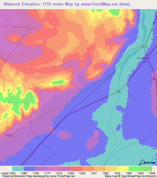 Waterval,South Africa Elevation Map
