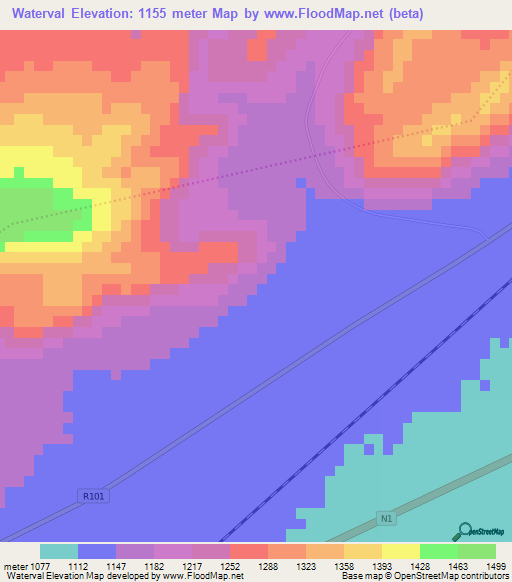 Waterval,South Africa Elevation Map