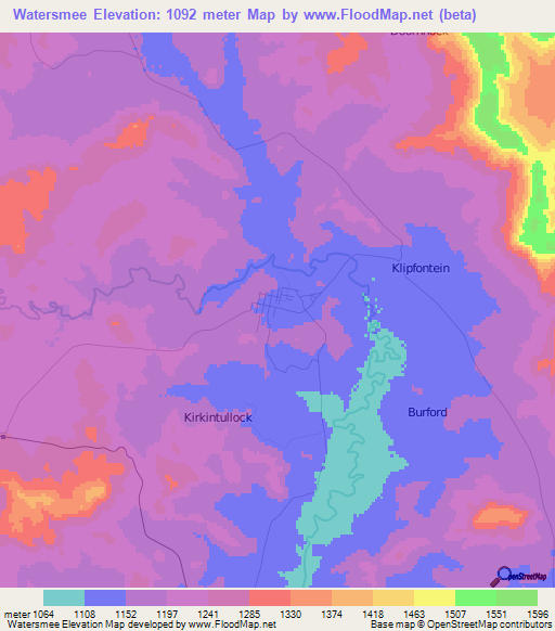 Watersmee,South Africa Elevation Map