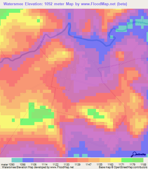 Watersmee,South Africa Elevation Map