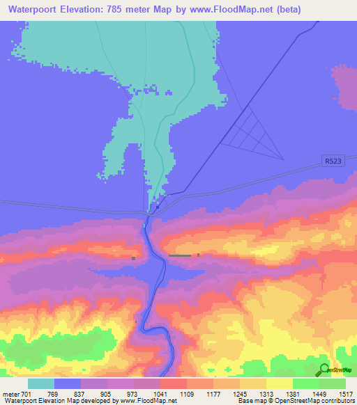 Waterpoort,South Africa Elevation Map