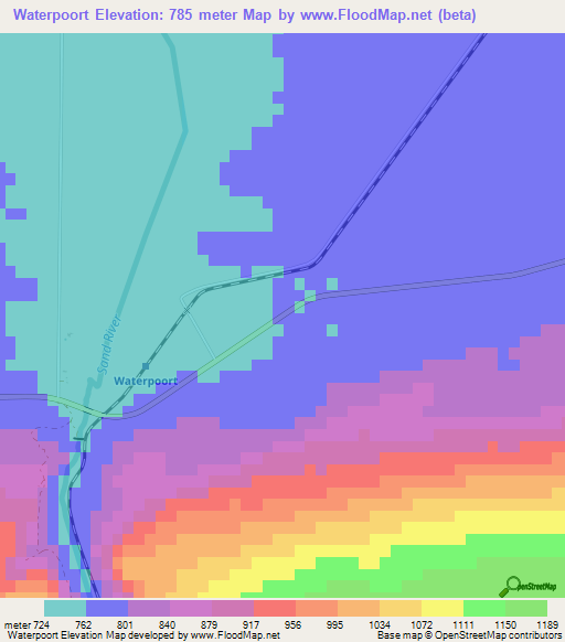 Waterpoort,South Africa Elevation Map