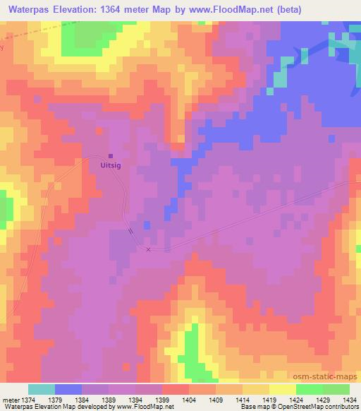 Waterpas,South Africa Elevation Map