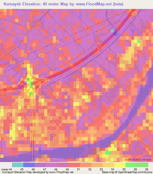 Kumaysh,Iraq Elevation Map