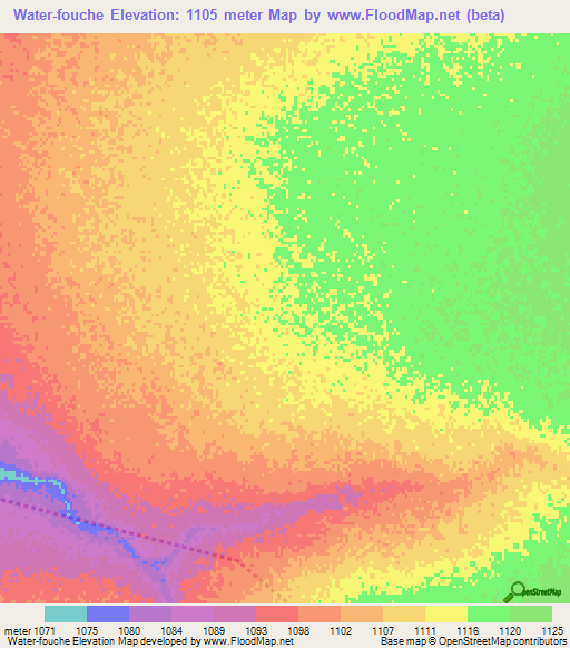 Water-fouche,South Africa Elevation Map