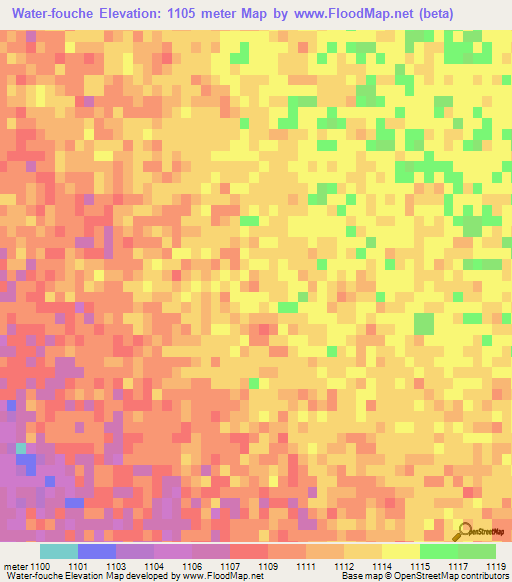 Water-fouche,South Africa Elevation Map