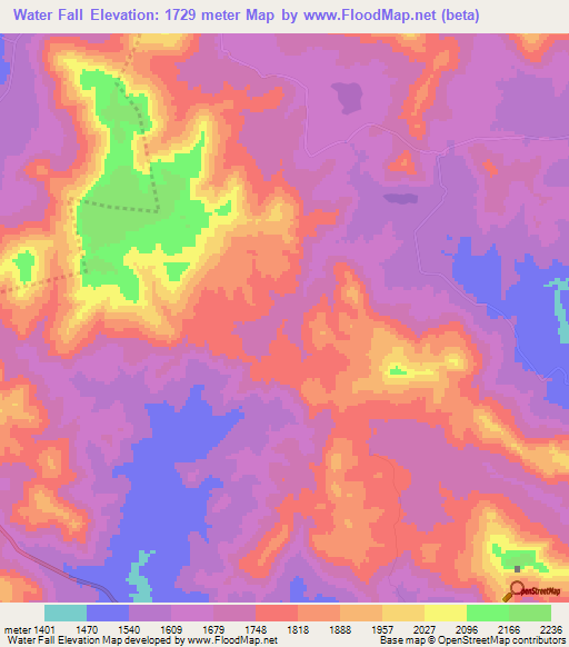 Water Fall,South Africa Elevation Map