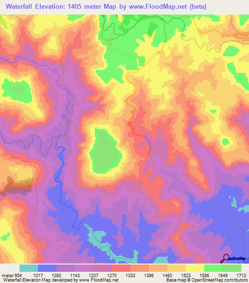 Waterfall,South Africa Elevation Map