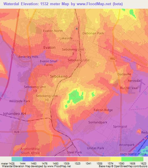 Waterdal,South Africa Elevation Map