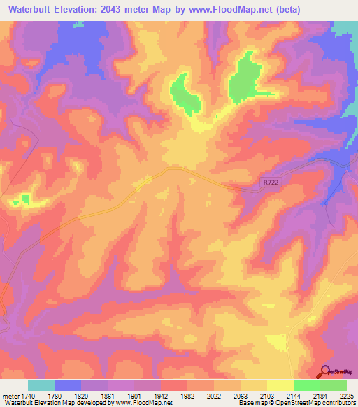 Waterbult,South Africa Elevation Map