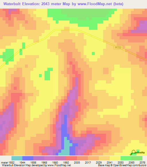 Waterbult,South Africa Elevation Map