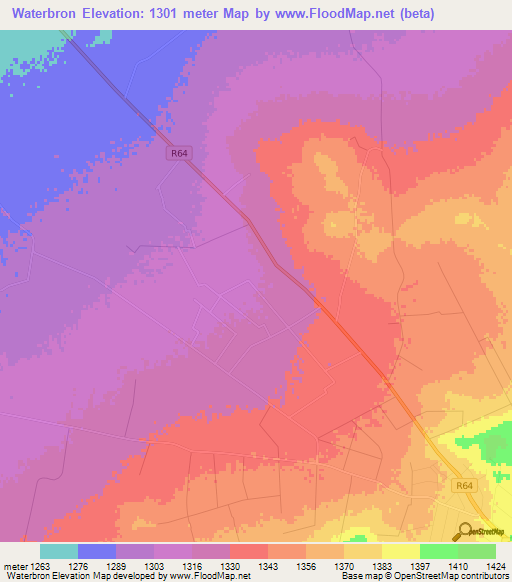 Waterbron,South Africa Elevation Map