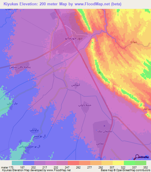 Kiyukas,Iraq Elevation Map