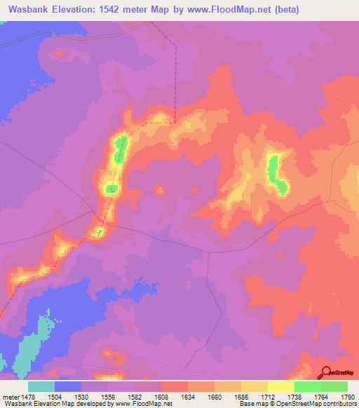 Wasbank,South Africa Elevation Map