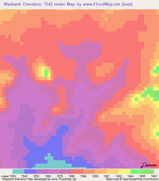 Wasbank,South Africa Elevation Map