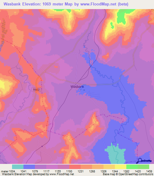 Wasbank,South Africa Elevation Map