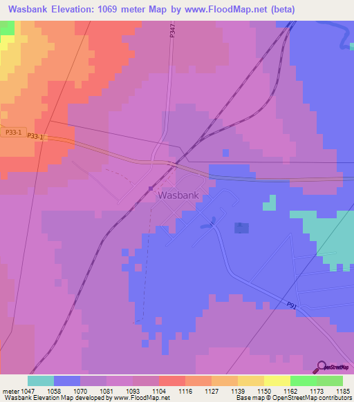 Wasbank,South Africa Elevation Map