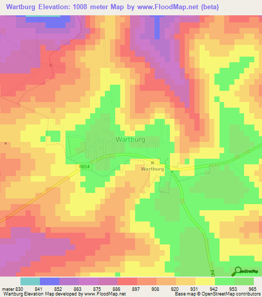 Wartburg,South Africa Elevation Map