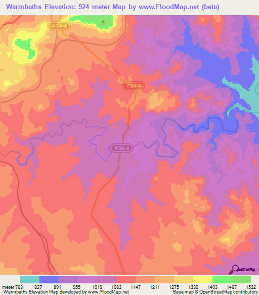 Warmbaths,South Africa Elevation Map