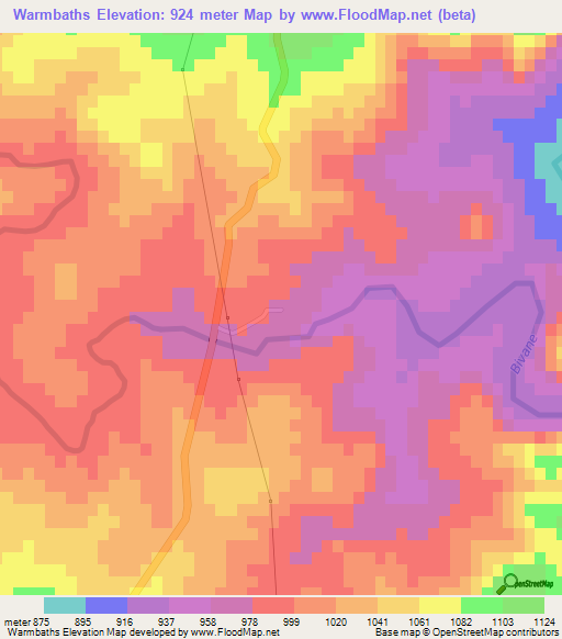 Warmbaths,South Africa Elevation Map