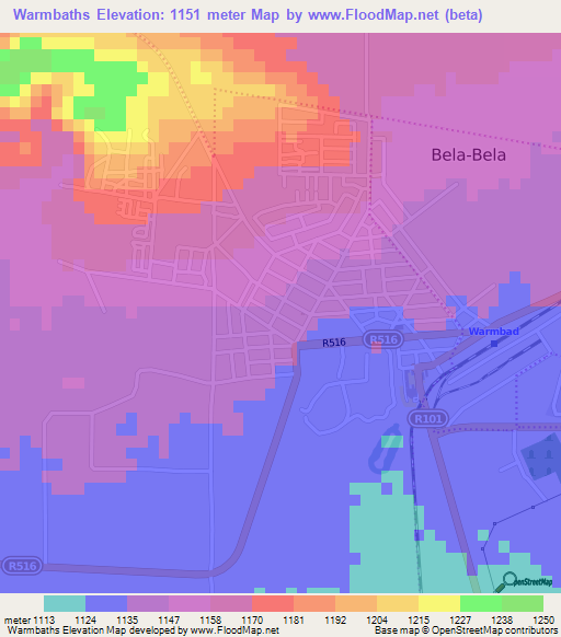 Warmbaths,South Africa Elevation Map