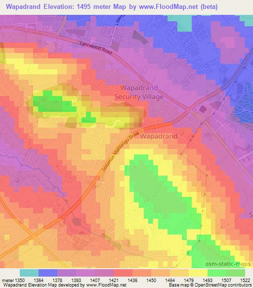 Wapadrand,South Africa Elevation Map