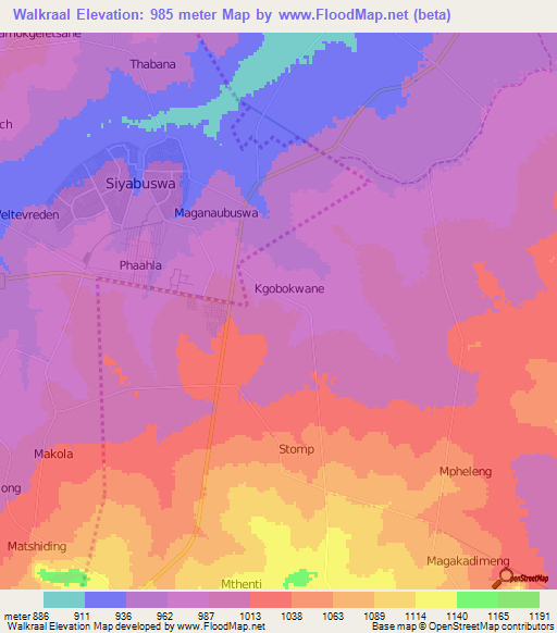 Walkraal,South Africa Elevation Map