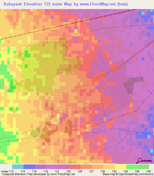 Kubaysah,Iraq Elevation Map