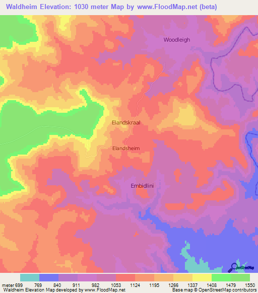 Waldheim,South Africa Elevation Map