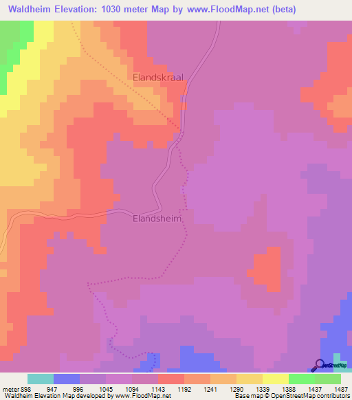 Waldheim,South Africa Elevation Map