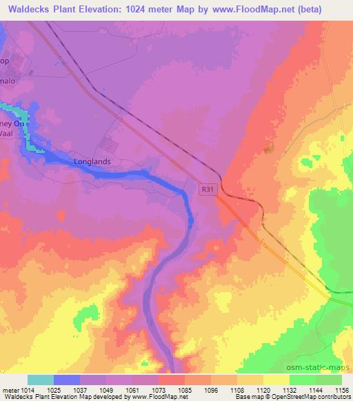 Waldecks Plant,South Africa Elevation Map