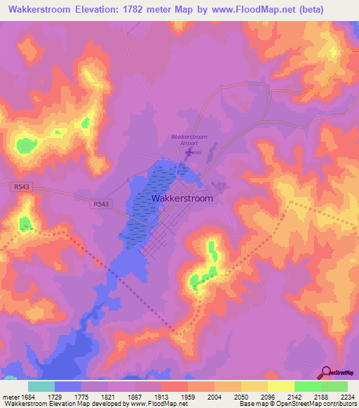 Wakkerstroom,South Africa Elevation Map