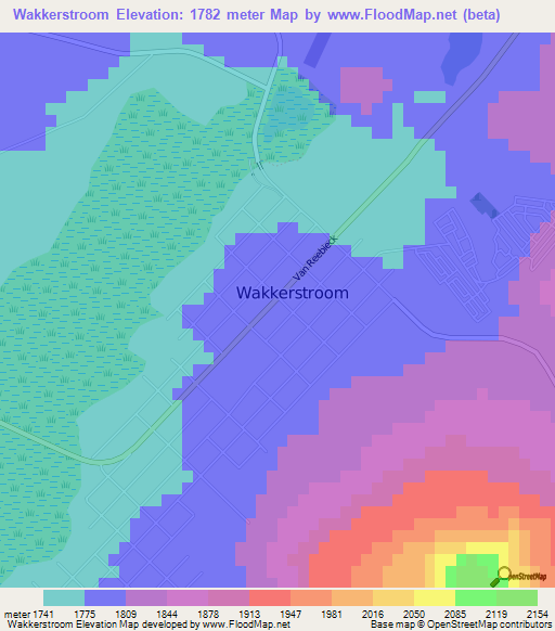 Wakkerstroom,South Africa Elevation Map