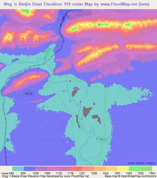 Wag 'n Bietjie Draai,South Africa Elevation Map