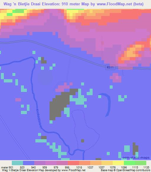 Wag 'n Bietjie Draai,South Africa Elevation Map