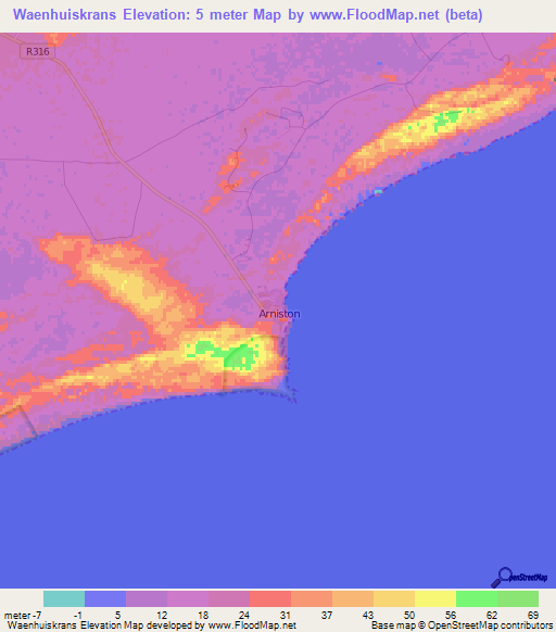 Waenhuiskrans,South Africa Elevation Map