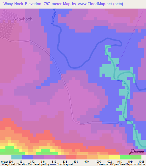 Waay Hoek,South Africa Elevation Map