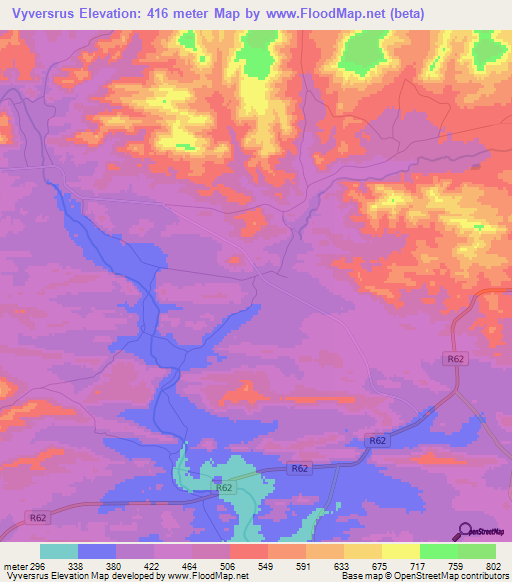 Vyversrus,South Africa Elevation Map