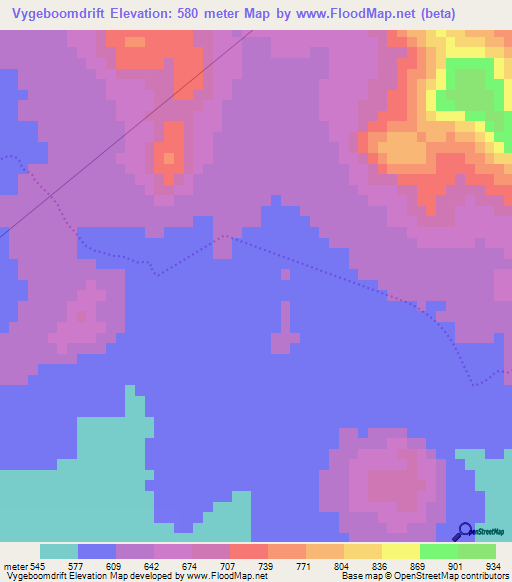 Vygeboomdrift,South Africa Elevation Map