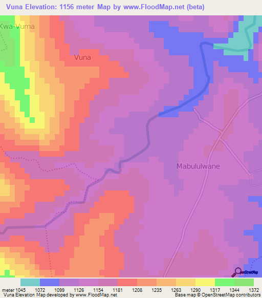 Vuna,South Africa Elevation Map